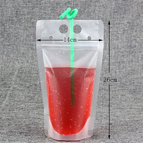 Herdro Pack Clear Drink Pouches Bags With Straws Reclosable