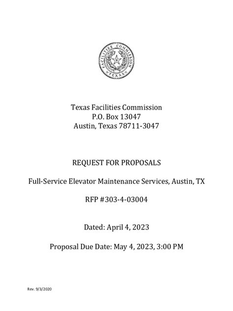 Fillable Online Rfp 303 4 03004pdf Texas Facilities Commission Fax