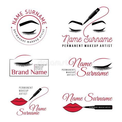 Permanent Makeup Logo Template. Set of Logo for Makeup Artist. Stock ...