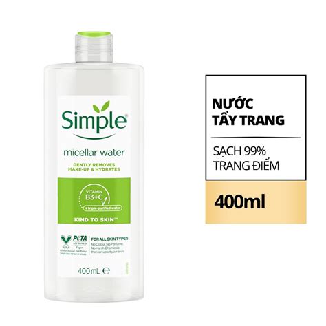 nuoc tay trang simple micellar cleansing water lam sach vuot troi viuviu