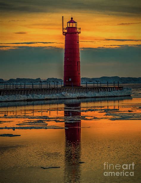 Red Lighthouse Sunset Photograph By Nick Zelinsky Jr Fine Art America