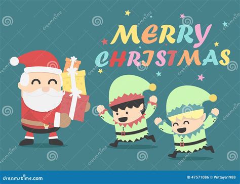 Card With Elves And The Sign Of North Pole Cartoon Vector