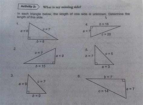 Activity What Is My Missing Side In Each Studyx