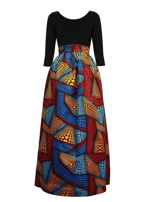 Uma Chic African Print Maxi Skirt Redorangeblue African Print