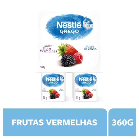 Iogurte Grego Nestlé Frutas Vermelhas Bandeja 360g 4 Unidades BIG BOX