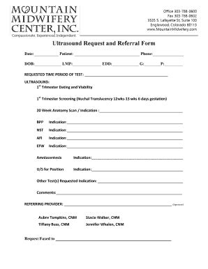 Fillable Online Ultrasound Request And Referral Form Onlinehome Us