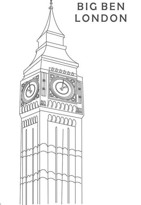 Beautiful Clock Tower Big Ben Coloring Page: Beautiful Clock Tower Big Ben Coloring Page ...