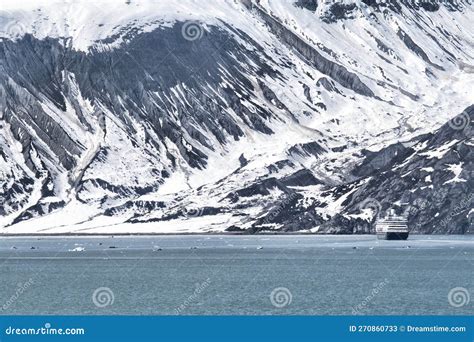 Cruise Ship Sailing in Glacier Bay, Alaska Stock Image - Image of snowy ...