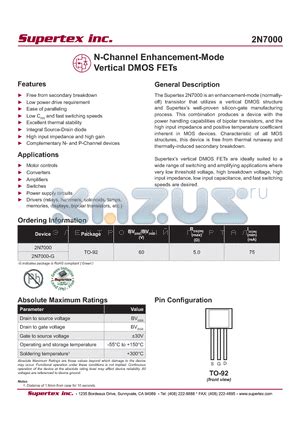 N Datasheet N Channel Enhancement Mode Vertical Dmos Fets