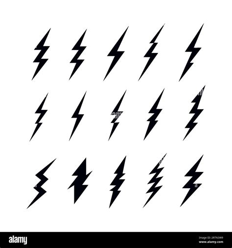 Set Of Black Lightning Bolts Isolated Stock Vector Image And Art Alamy