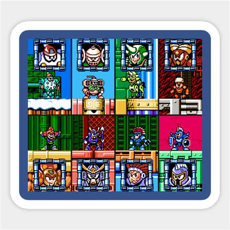 Mega Man 6 Bosses - Mega Man - Sticker | TeePublic