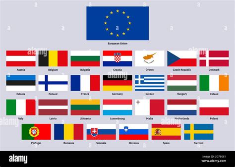 Banderas de la Unión Europea. Europa unión países avanzados, España ...