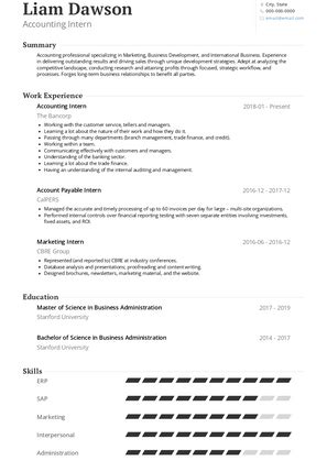 Accounting Intern Resume Samples And Templates VisualCV