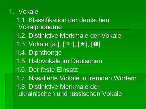 Vokal Und Konsonantensystem Des Deutschen Vokale