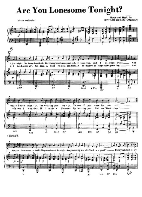 ARE YOU LONESOME TONIGHT Piano Sheet music | Easy Sheet Music