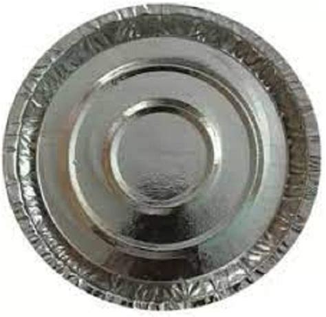 Eco Friendly And Biodegradable Silver Round Disposable Paper Plate For