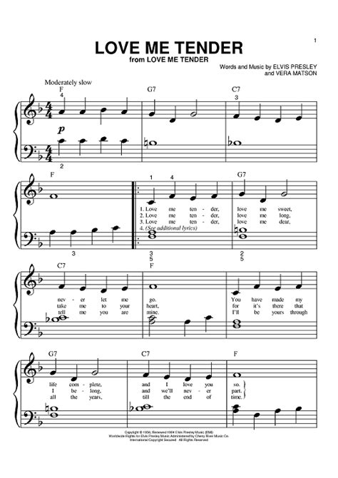 Love Me Tender Sheet Music By Elvis Presley For Big Note Piano Sheet