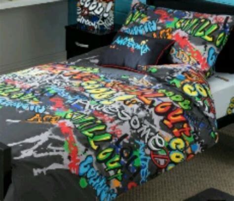 Graffiti Single Bedding Duvet Cover Set Cotton Blend Multi Colours