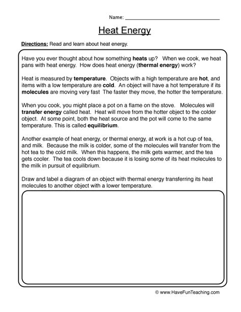 Heat Thermal Energy Worksheet Live Worksheets Worksheets Library