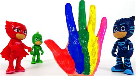 Pj Masks Wrong Heads Toys Learn Colors With Colorful Hand And Finger Paint Youtube