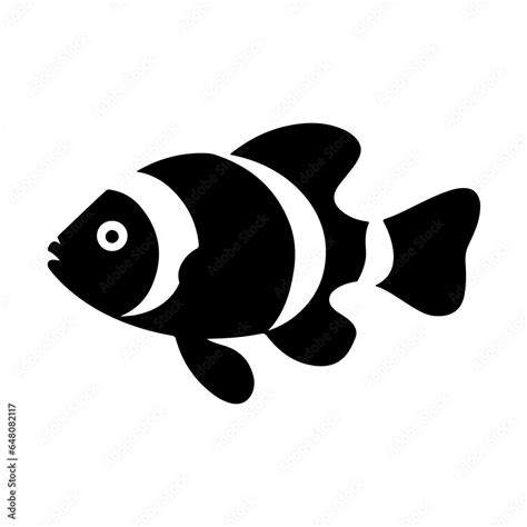 clownfish silhouette black white vector illustration Stock Vector ...