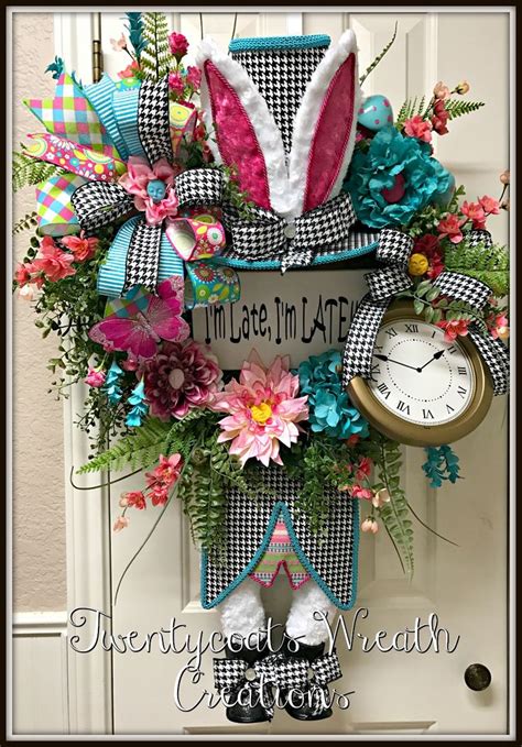 White Rabbit I M Late I M Late Floral Wreath By Twentycoats Wreath