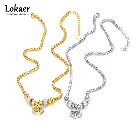 Lokaer Romantic Heart Pendant Necklace Stainless Steel White Clay