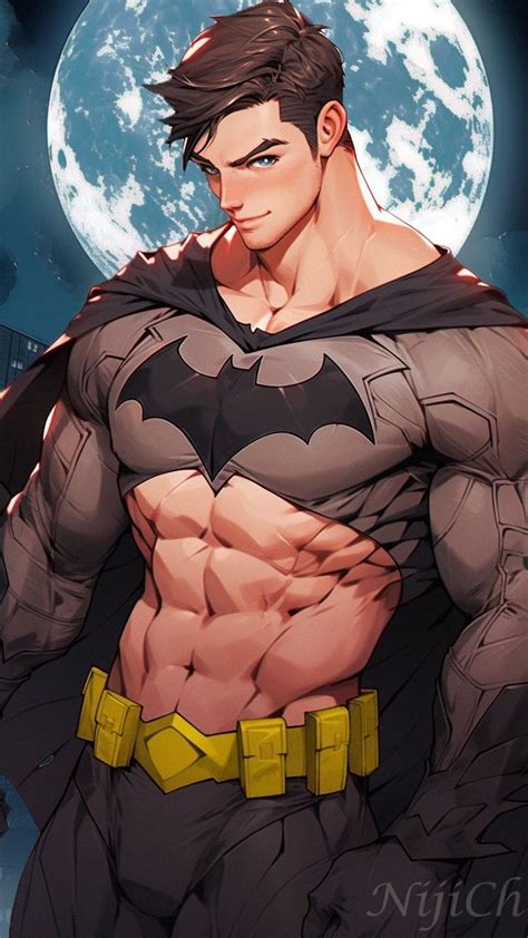 A Man Dressed As Batman Standing In Front Of The Moon With His Hands On