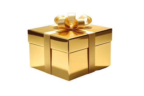 Golden Gift Box With Gold Ribbon 26691082 PNG