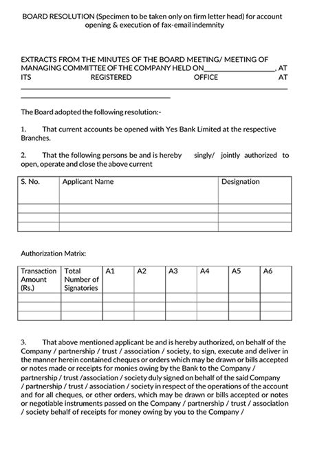 Free Board Resolution Templates Format Guide Samples