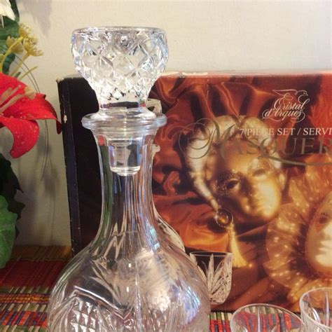 Cristal Darques Masquerade Lead Crystal Wine Glasses Decanter Set