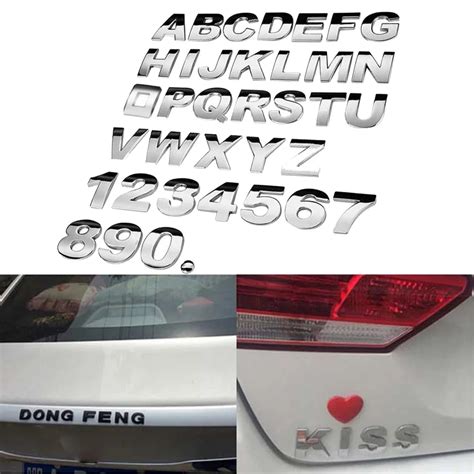 A Z Mm Adesivos De Carro D Diy Alfabeto Met Lico Adesivo Emblema