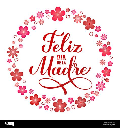 Feliz Dia de la Madre caligrafía a mano con flores de primavera Feliz