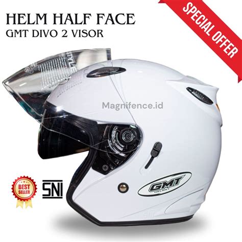 Jual Helm Half Face Gmt Original Double Visor Helem Motor Sni Murah