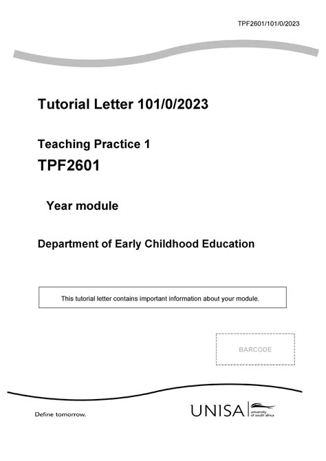 Tpf Tutorial 101 TPF2601 101 0 Tutorial Letter 101 0 Teaching