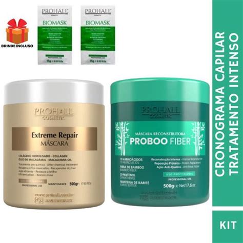 Kit Cronograma Prohall Anti Frizz Reconstrutor Fortificante