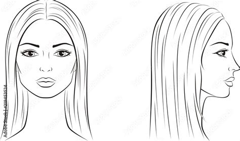 Female Face With Long Hair Front And Side Stock Vector Adobe Stock