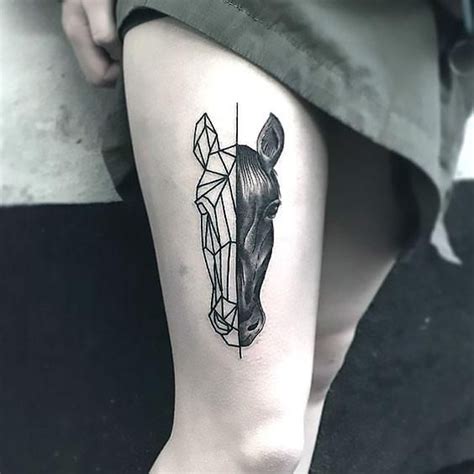 Awesome Halfgeometric Horse Tattoo Idea | Geometric tattoo, Horse ...