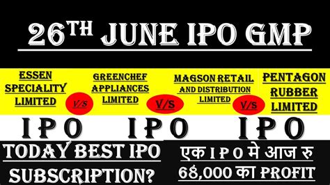 Essen Speciality IPO GMP Greenchef IPO GMP Magson Retail IPO GMP