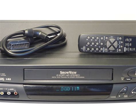 Classic VHS Video Recorder Tevion Medion Black With Remote Control