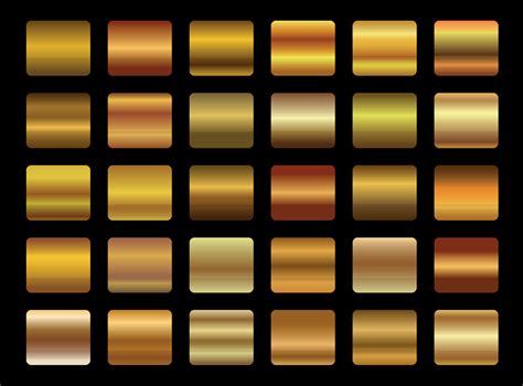 Gold Metal Scratched Chrome Foil Texture Vector Icon Background Set For