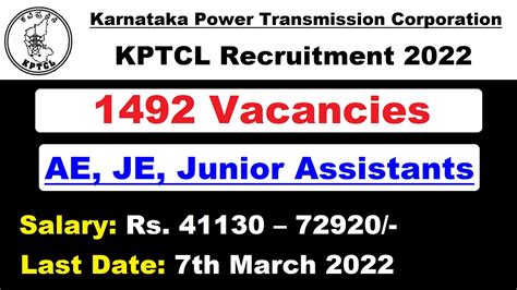 Kptcl Assistant Engineer Junior Engineer Junior Assistant Recruitment