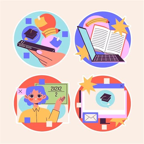 Free Vector Naive E Learning Stickers Collection