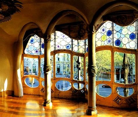 Gaudi Designer Casa Batllo Stained Glass View Of The Interior Of The Batllo Noble Salon