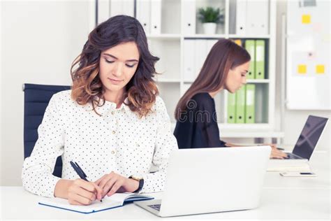 Two Secretaries Working In Office Stock Image Image Of Business