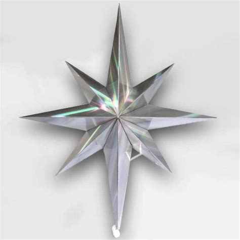 Large Star Christmas Tree Topper Collapsible Holographic Silver 11