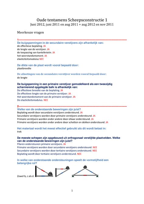 Tentamens Vragen En Antwoorden Oude Tentamens