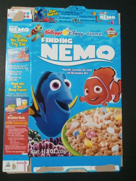 Kelloggs Disney Finding Nemo 2005 Cereal Box With Nemo And Dory