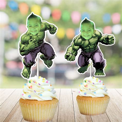 Hulk Custom Face Cupcake Toppers Hulk Cupcake Toppers Super Heroes Cupcake Topper Etsy Artofit