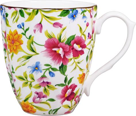 Amazon LanHong 16 Oz Floral Mugs Bone Porcelain Coffee Tea Cup